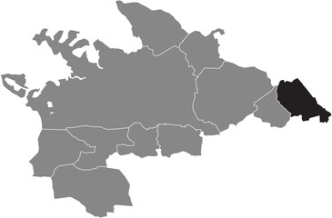 Fototapeta premium Black flat blank highlighted location map of the WEIGHEIM QUARTER inside gray administrative map of VILLINGEN-SCHWENNINGEN, Germany