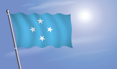Micronesia flag against a blue sky