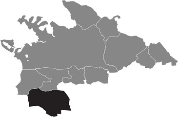 Black flat blank highlighted location map of the TANNHEIM QUARTER inside gray administrative map of VILLINGEN-SCHWENNINGEN, Germany