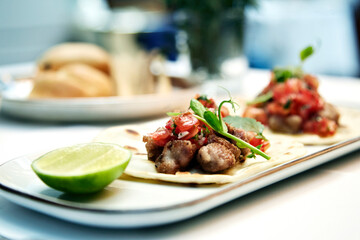excellent food served on a white background