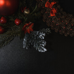 christmas decoration on black background