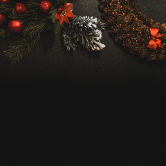 christmas decoration on black background