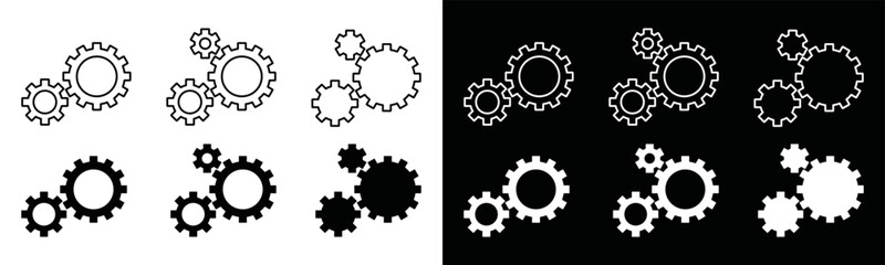 Pair of gear icon set. A pair of cogs icon vector. Black gear wheel icon vector. Cogwheel sign for apps and websites, symbol illustration
