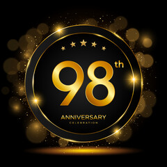 98th Anniversary Celebration. Golden Anniversary Template Design. Logo Vector Illustrations