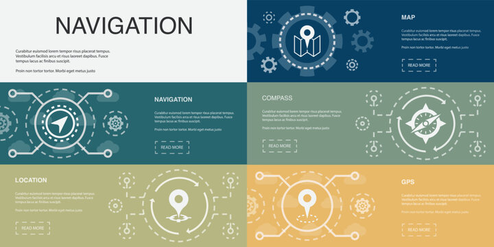 Navigation, location, map, compass, gps, icons Infographic design template. Creative concept with 5 steps