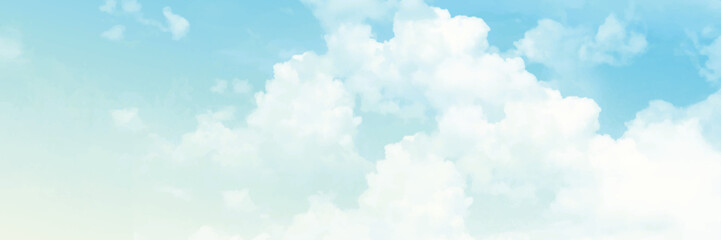 Pastel blue sky and white clouds background