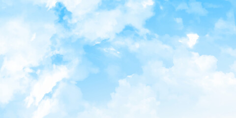 Light blue sky and white clouds. On a clear sky, floating clouds.. Background with clouds on blue sky. Blue Sky vector - obrazy, fototapety, plakaty