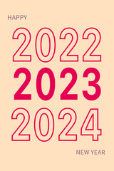 Creative concept of 2023 Happy New Year posters. Minimalistic trendy backgrounds for branding, banner, cover, card.
