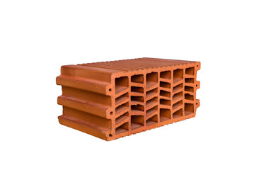Red brick isolated on white background