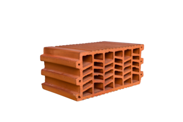 Red brick isolated on white background