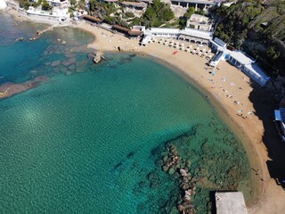 aerial view of the famous beach of the Quercetano bay