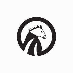 Circle horse animal logo template design . icon logo . silhouette logo 