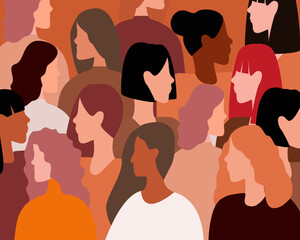 side view male and female characters of various nationalities.