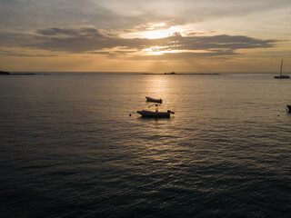 Beautiful aerial view of a sunset in the beach of Tamarindo Costa Rica in Guanacaste