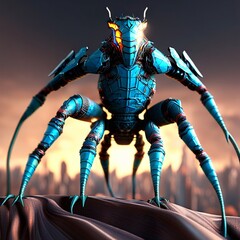 Fototapeta premium Alien insectoid robots race pack . Generative AI