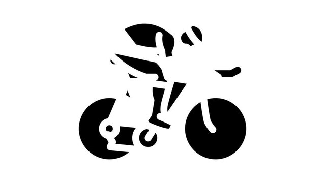 male cyclist glyph icon animation