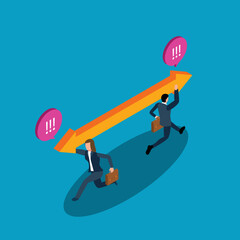Different business direction or team conflict isometric 3d vector illustration concept for banner, website, illustration, landing page, flyer, etc.