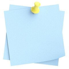 Note paper with push pin. 3D illustration.