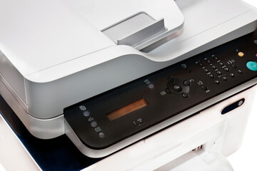 the office printer for copying documents isolated on white background