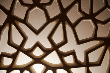 Abstract interior wall decor with sunbeams pattern with geometric forms