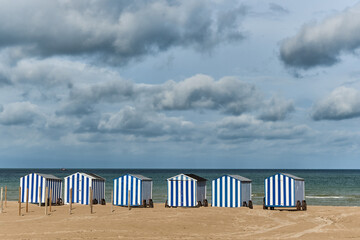 bathing cabins at De Panne beach, Belgium	
