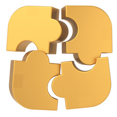 3D puzzle. 3D icon. Wrong solution.