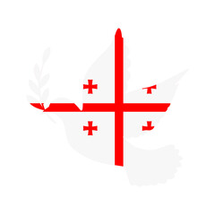 Dove symbol of peace and flag of Georgia. Dove with Georgia flag color. World support for Georgia. Peace symbol isolated. Vector illustration