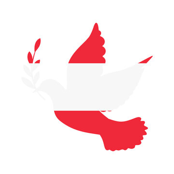 Dove symbol of peace and flag of Austria. Dove with Austria flag color. World support for Austria. Peace symbol isolated. Vector illustration