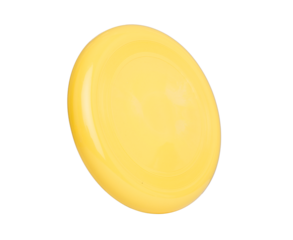 Yellow frisby isolated cutout on white background
