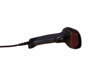 Manual bar code scanner isolated on white background