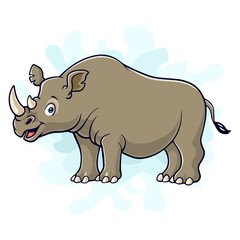 Cartoon funny rhinoceros isolated on white background