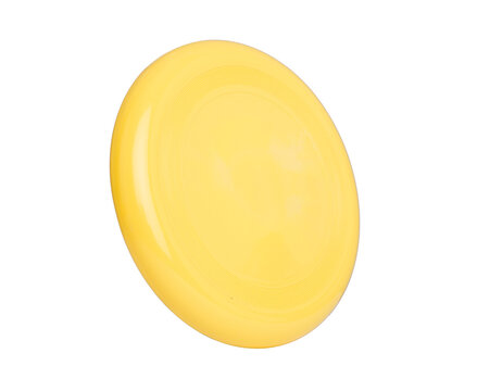 Yellow frisby isolated cutout on white background