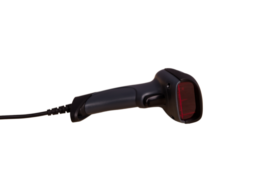 Manual bar code scanner isolated on white background