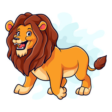 Cartoon funny Lion isolated on white background