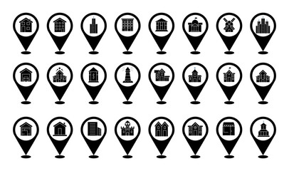 Buildings Icons vector design outline