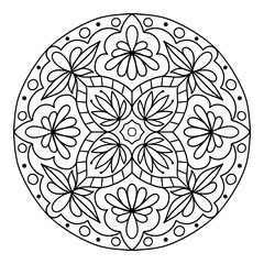 Mandala coloring book for kids, teens and adults. Black vector line illustration for coloring book. 