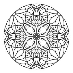 Mandala coloring book for kids, teens and adults. Black vector line illustration for coloring book. 