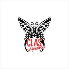vector of butterflies and there is writing (lifestyle class) can be used as a graphic design