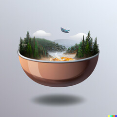 Pine Forest in a Bowl New Year Concept created by Generative AI