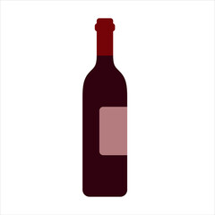 Wine Bottle flat icon vector illustration isolated on white background