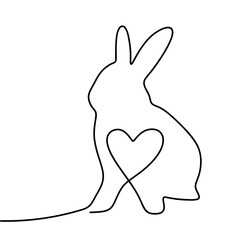 One line rabbit. Rabbit art isolated on white background. vector 
