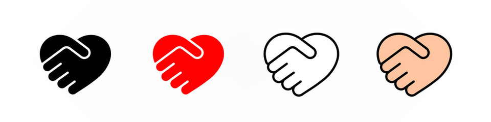 Handshake in heart shape conceptual icon illustration