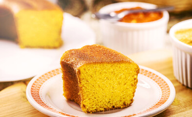 Brazilian cornmeal cake, corn cake served at the June Festivals of Minas Gerais