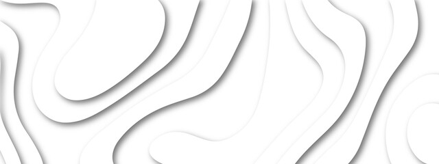 Vector abstract white paper cut banner. White waves decorative papercut design.