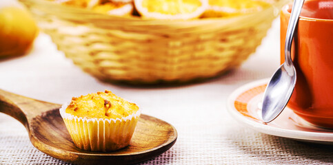 Queijadinha or queijada, sweet baked dessert from a traditional bakery and pastry shop from Brazil and Portugal, made with eggs, and lots of sugar.