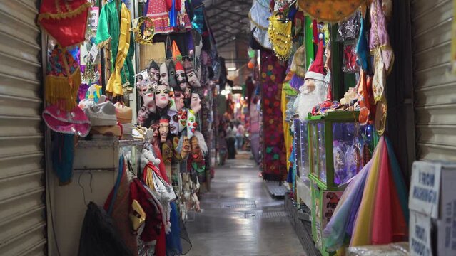 Street market in Mexico. Slow motion footage.