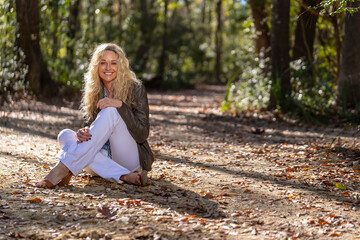 Lovely Blonde Mature Model Posing Outdoors In An Rural Environment