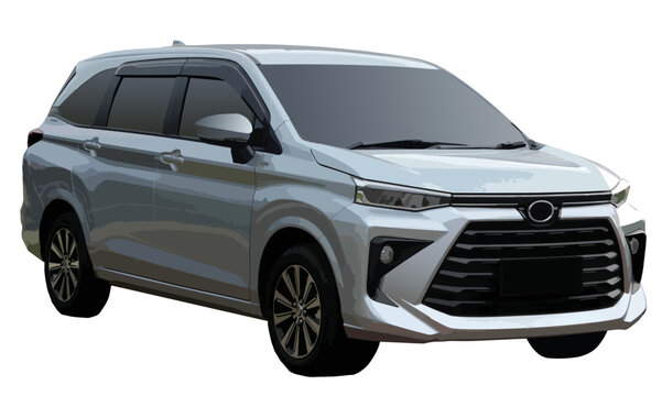 new white silver SUV modern car art design detail isolated graphic vector template minibus large travel luxury