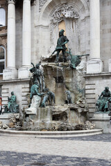 The Fountain of King Matthias in Royal Palace (Buda Castle) in Budapest, Hungary