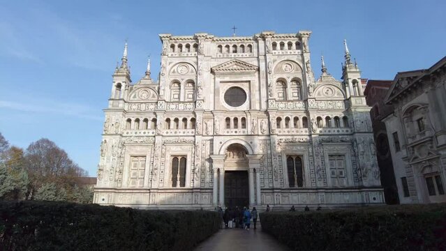 Europe, Italy , Pavia 2022 - Certosa di Pavia is a religious monastery of Carthusian friars near Milan - founded by Visconti family 